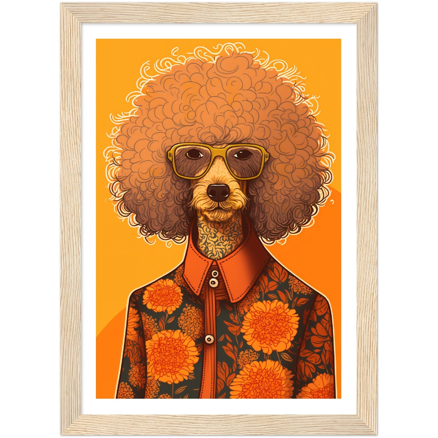 Poodle Chic Dog In Floral Shirt Wall Art Print