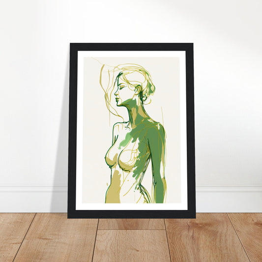 Elegant Woman in Green and Gold Wall Art Print