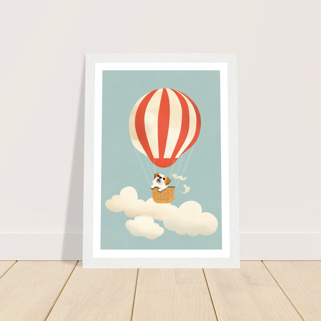 Dog in Hot Air Balloon Adventure Wall Art Print
