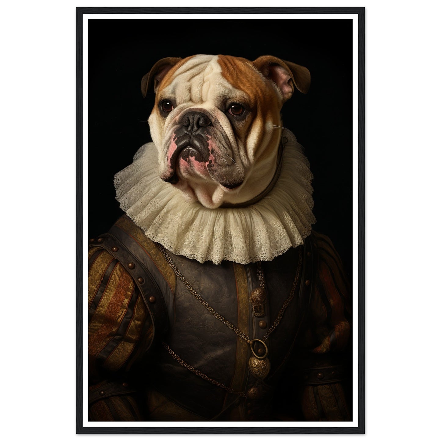 Vintage Tudor-Era Bulldog Portrait Wall Art Print