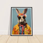 Whimsical Hippy Rabbit Flower Power Wall Art Print