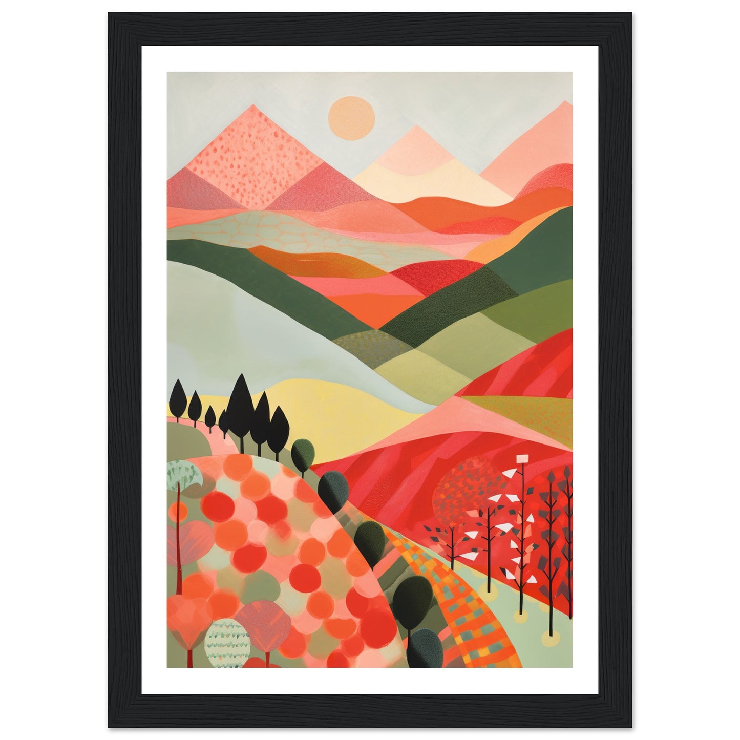 Crimson Peaks Abstract Landscape Patterns Wall Art Print