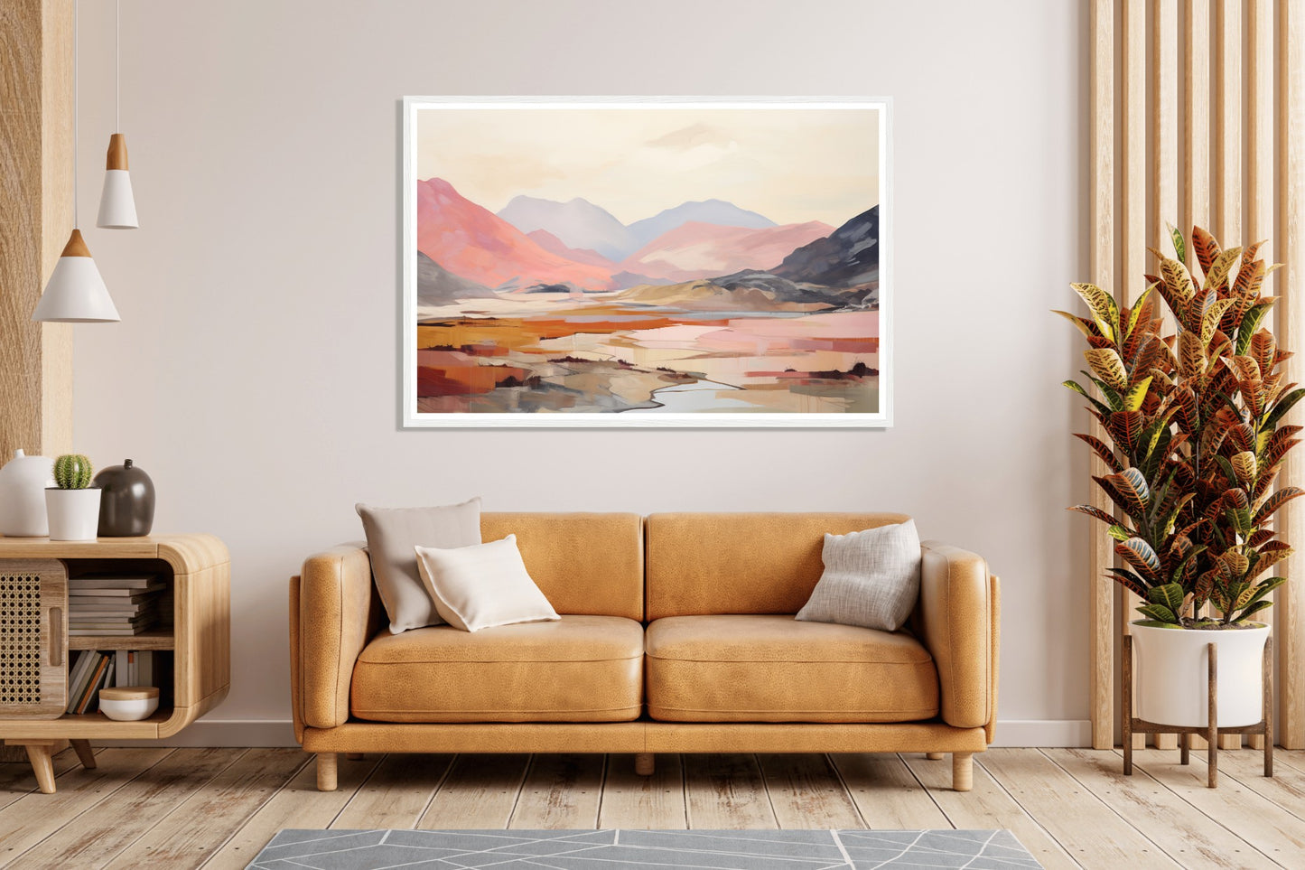 Pink and Grey Mountain Peaks Wall Art Print