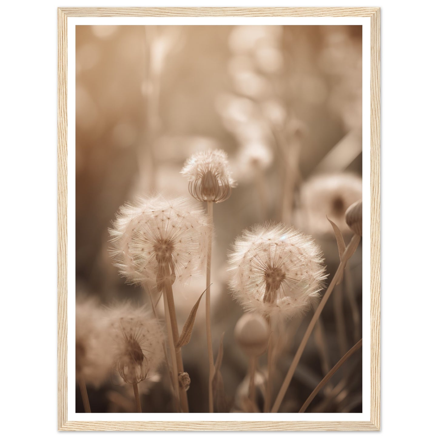 Hazy Dandelion Dreams Close-Up Photograph Wall Art Print