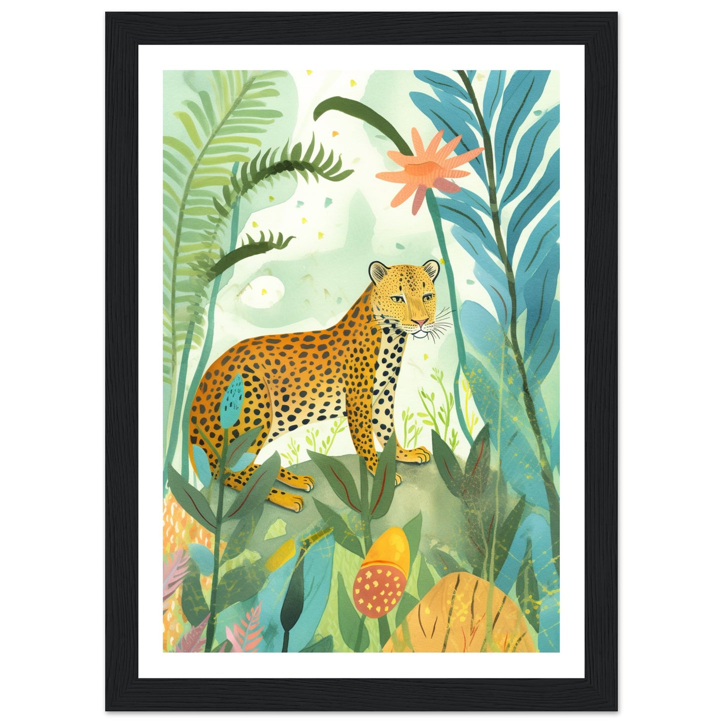 Playful Jungle Leopard Wall Art Print