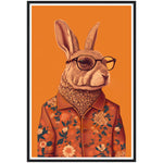 Load image into Gallery viewer, Floral Hipster Rabbit Wall Art Print