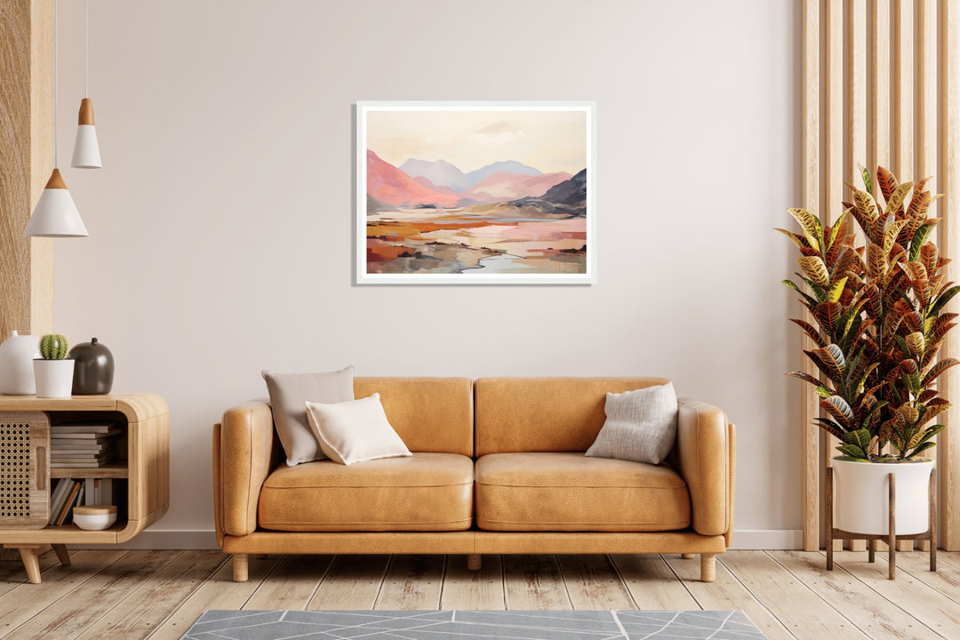 Pink and Grey Mountain Peaks Wall Art Print