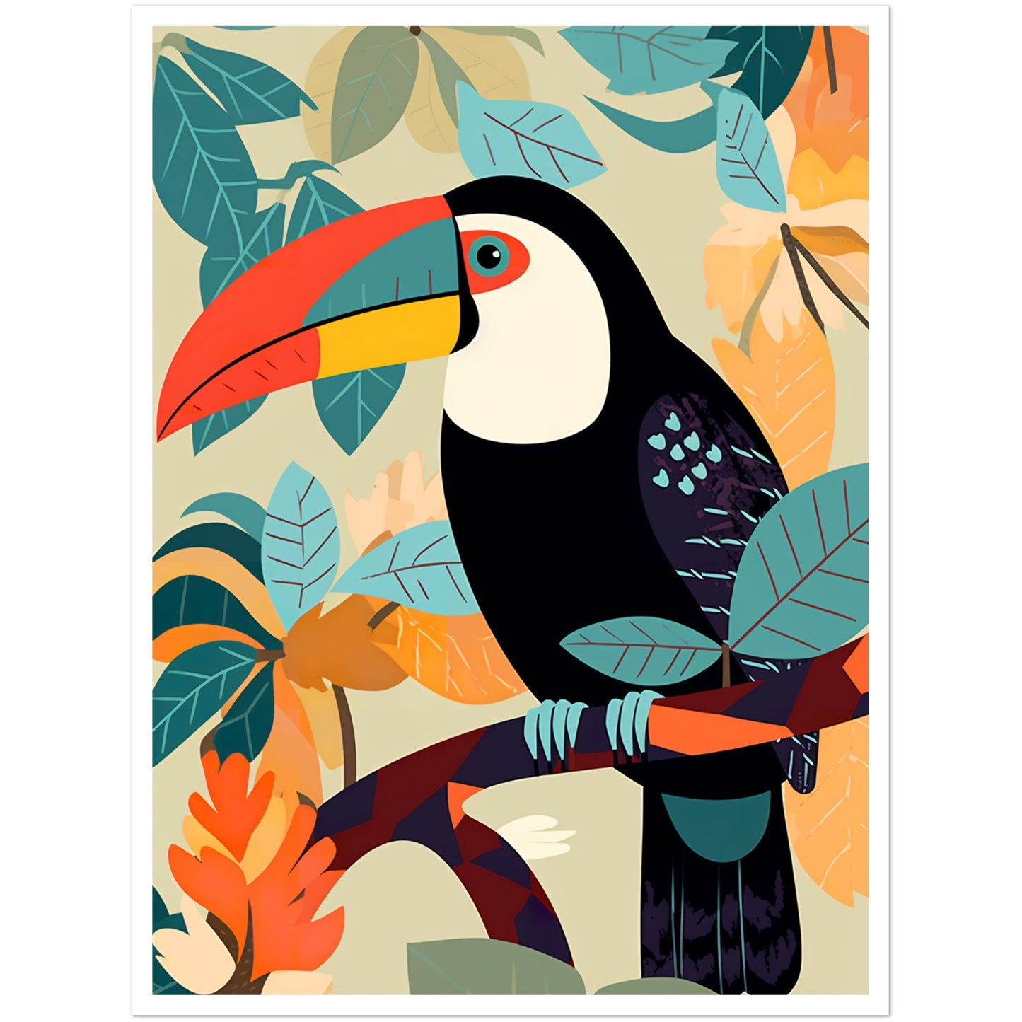 African Textile-Inspired Toucan Vibrant Bird Wall Art Print