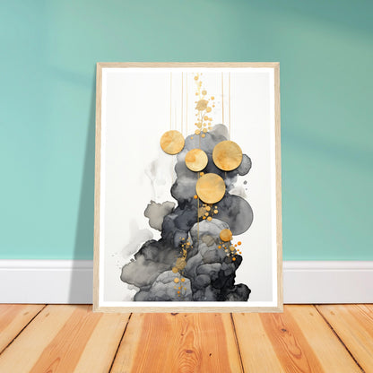 Dark Clouds Golden Dreams Abstract Patterns Wall Art Print