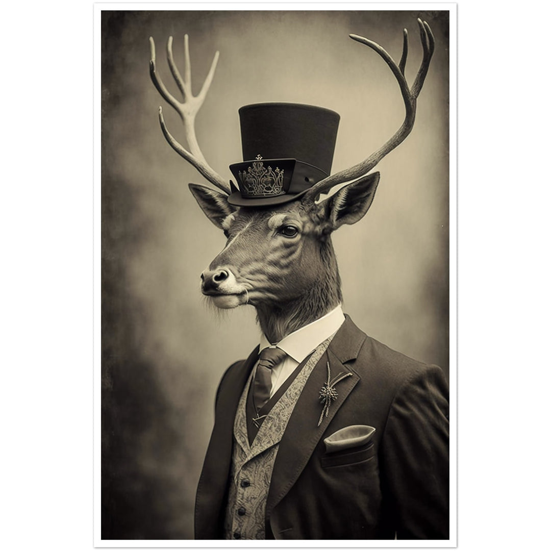 Vintage Stag Portraiture Wall Art Print