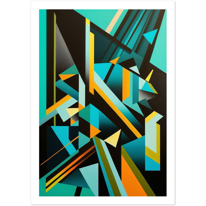 Turquoise Tango: Geometric Abstract Wall Art Print