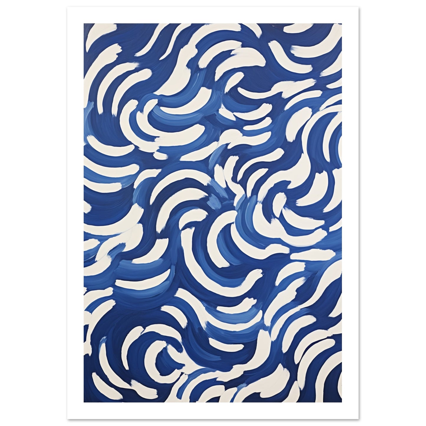 Blue Nautical Swirl Symphony Abstract Pattern Wall Art Print