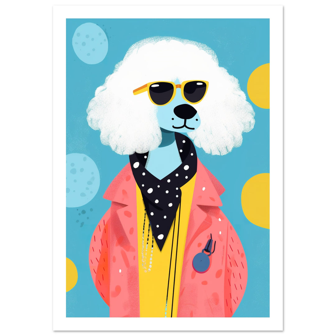 Cool Canine Poodle Illustration Wall Art Print