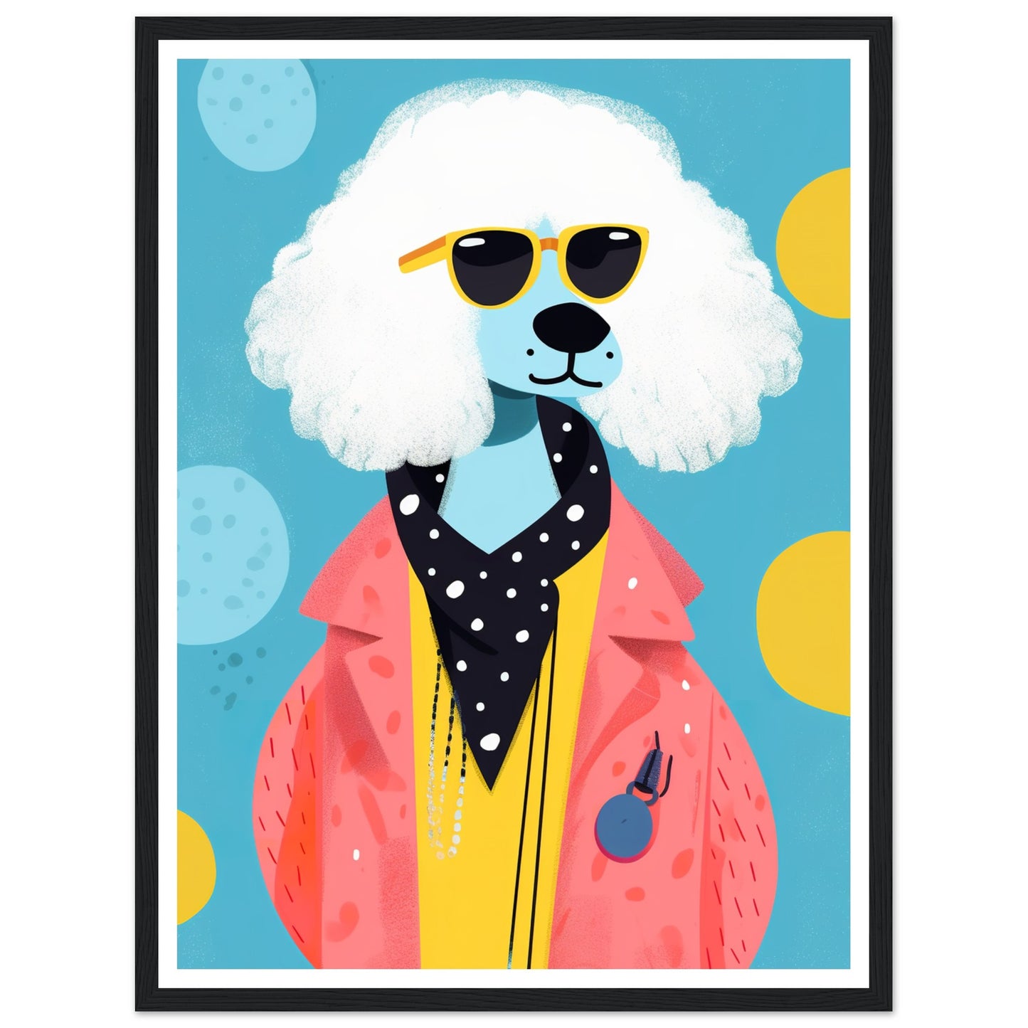 Cool Canine Poodle Illustration Wall Art Print