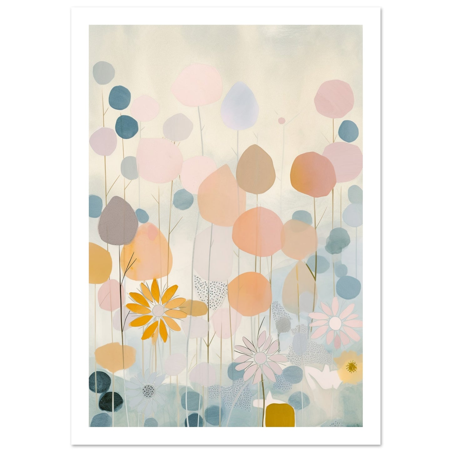 Blossoming Meadows Pastel Symphony Wall Art Print