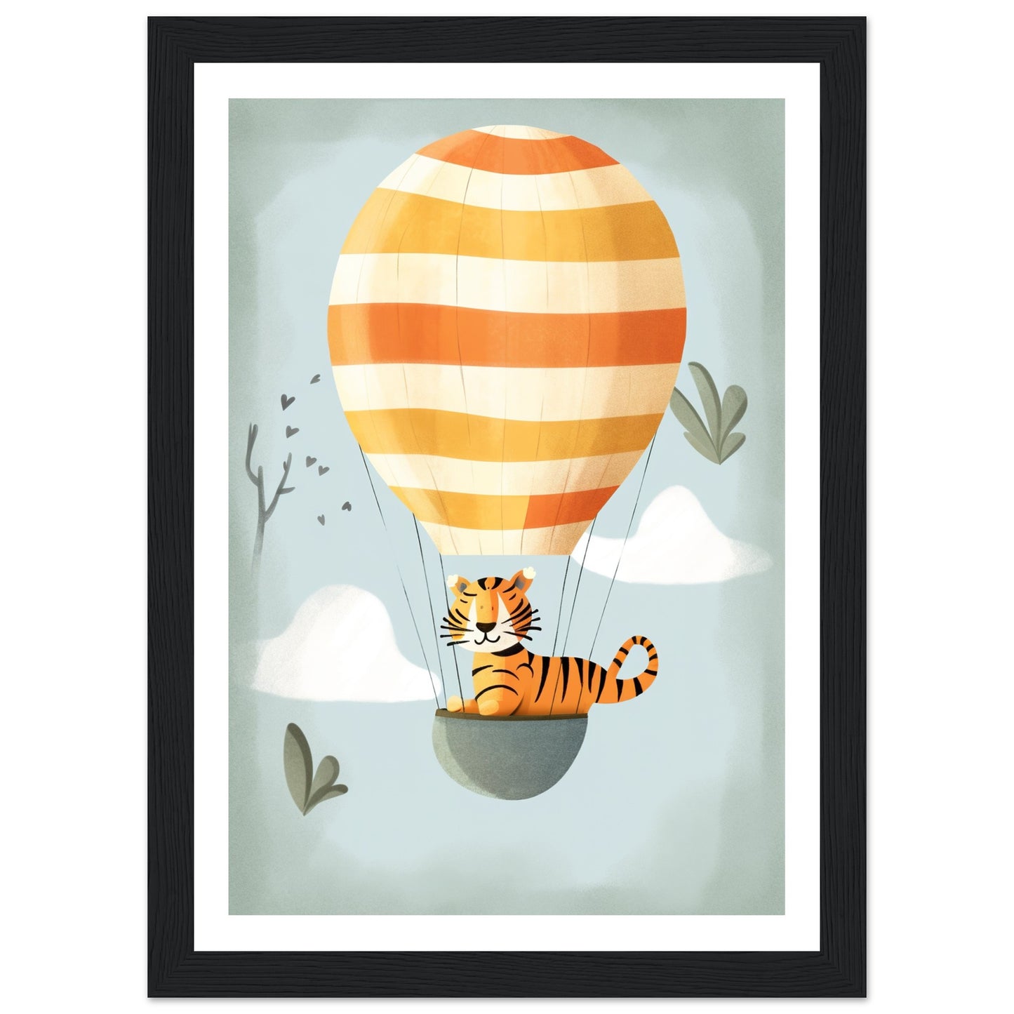 Tiger Hot Air Balloon Adventure Nursery Wall Art Print