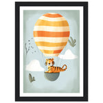 Load image into Gallery viewer, Tiger Hot Air Balloon Adventure Nursery Wall Art Print