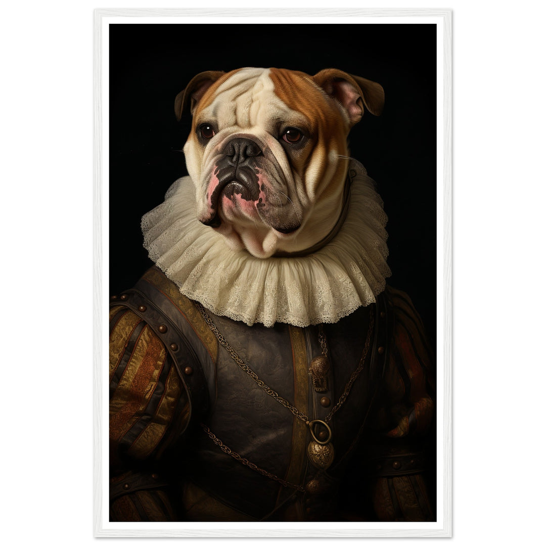 Vintage Tudor-Era Bulldog Portrait Wall Art Print