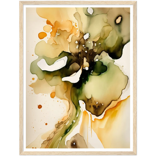 Nature's Analogous Symphony - Olive & Orange Watercolours Wall Art Print