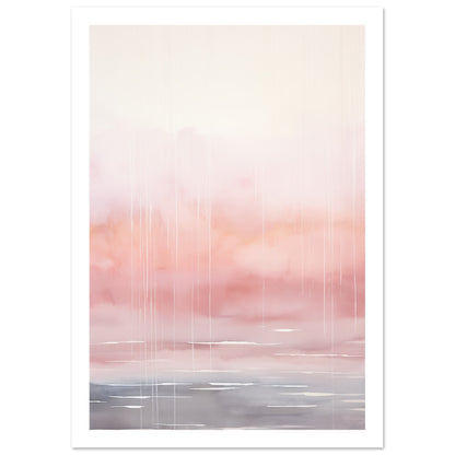 Minimalist Light Pink Tranquil Horizon Wall Art Print