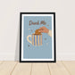 Biscuit dunking into a striped mug wall art print, image 13