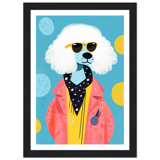 Cool Canine Poodle Illustration Wall Art Print