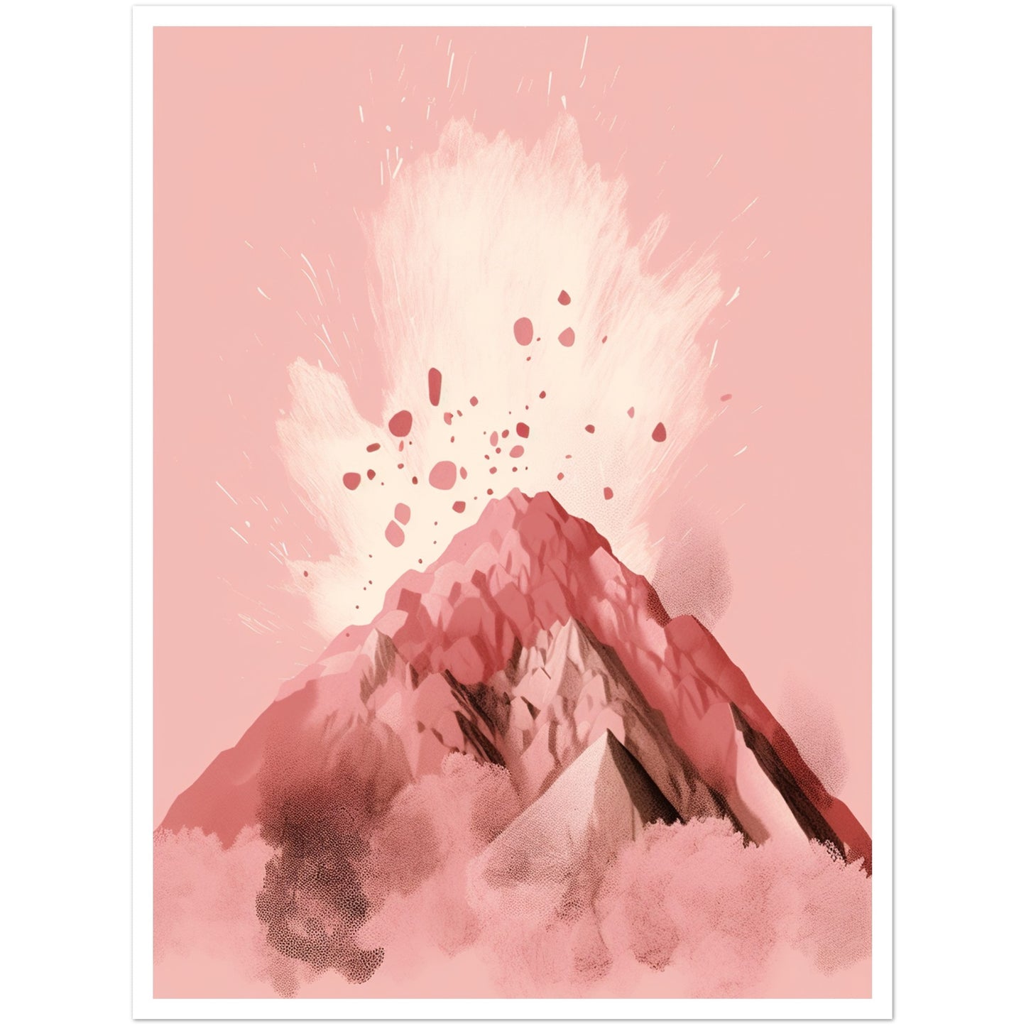 Blushing Pink Volcano Eruption Minimalist Wall Art Print