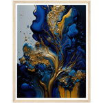 Load image into Gallery viewer, Golden Blue Waves Abstract Wall Art Print
