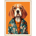 Load image into Gallery viewer, Fashionable Floral Beagle Dog Illustration Wall Art Print
