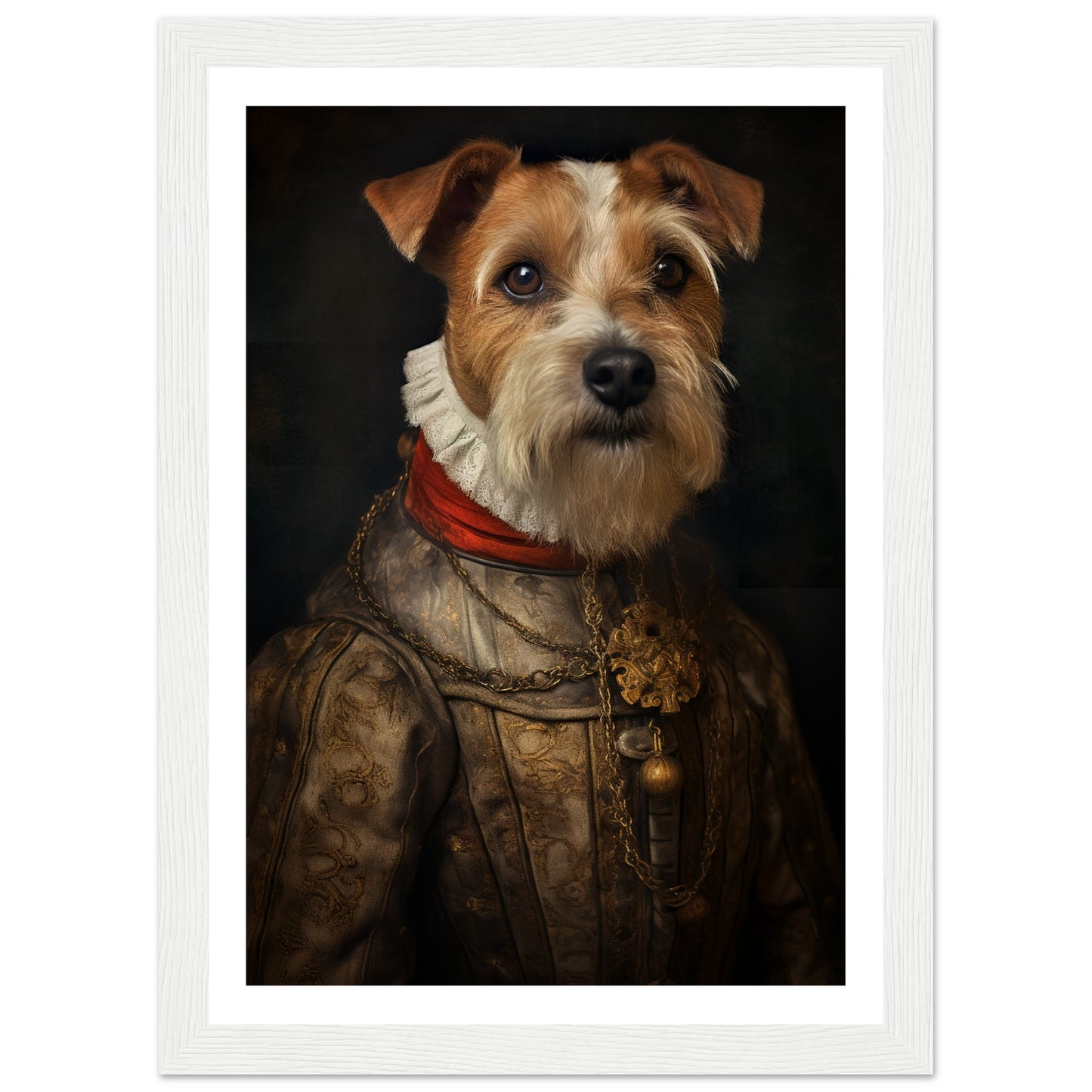 Tudor-Era Neck Ruff Dog Portraiture Wall Art Print