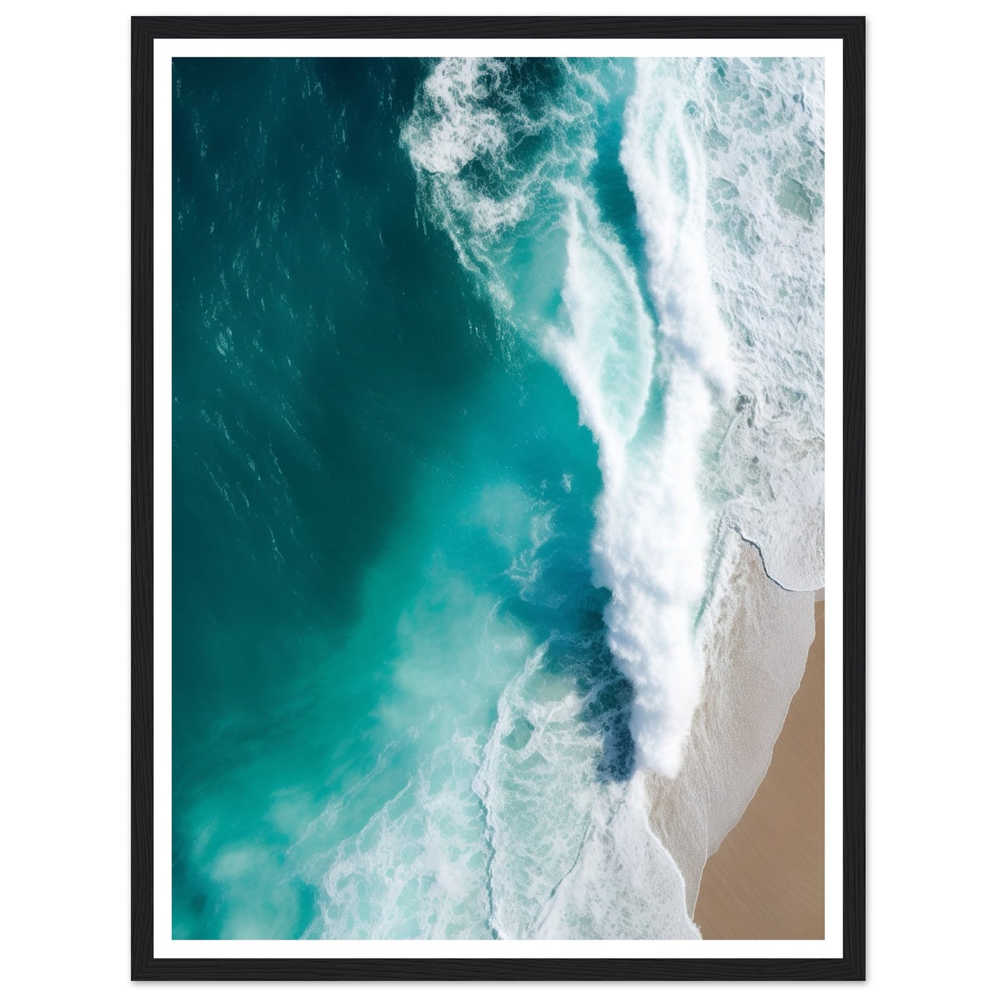 Blue Surge - Aerial Photograph of Ocean Waves Wall Art Print