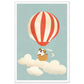 Dog in Hot Air Balloon Adventure Wall Art Print