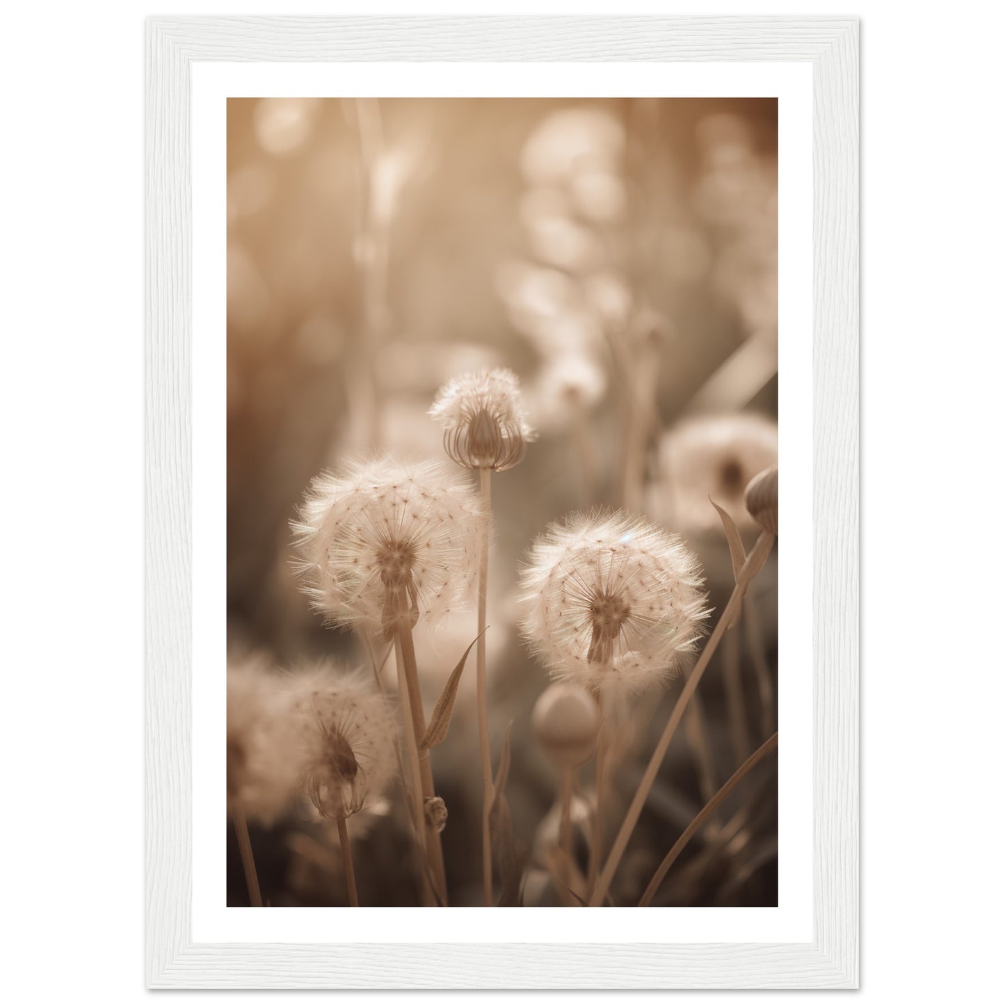 Hazy Dandelion Dreams Close-Up Photograph Wall Art Print