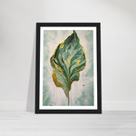 Load image into Gallery viewer, Fluid Melting Fiddle Leaf in Green and Gold Abstract Wall Art Print