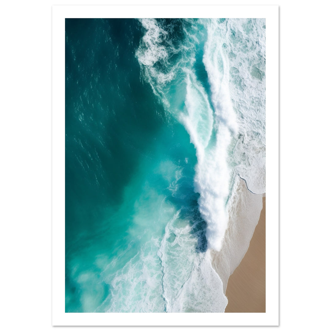 Blue Surge - Aerial Photograph of Ocean Waves Wall Art Print