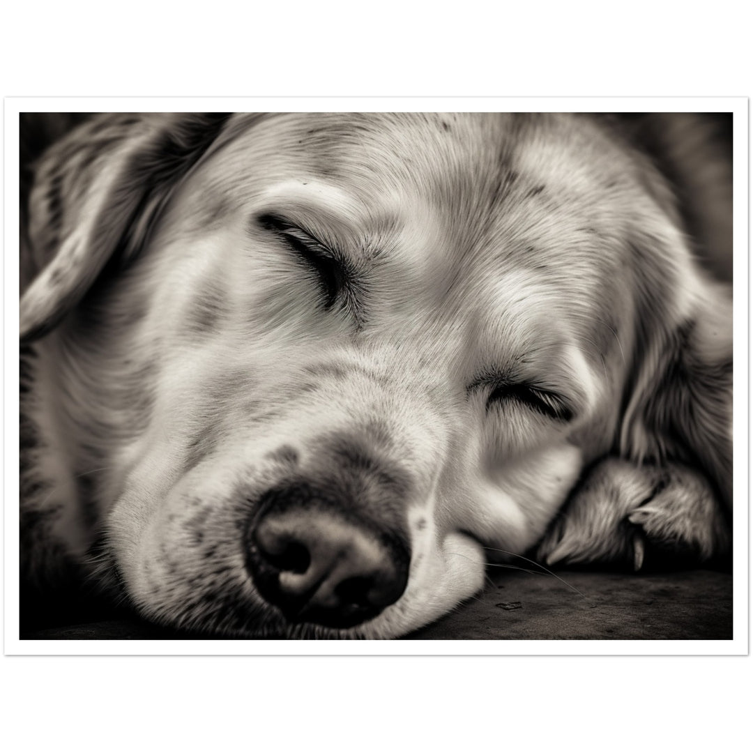 Peaceful Slumber Close-Up of Sleeping Dog Photograph Wall Art Print