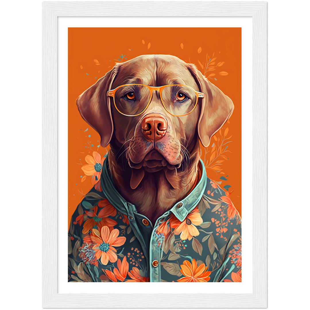 Floral Trendy Labrador Dog Wall Art Print