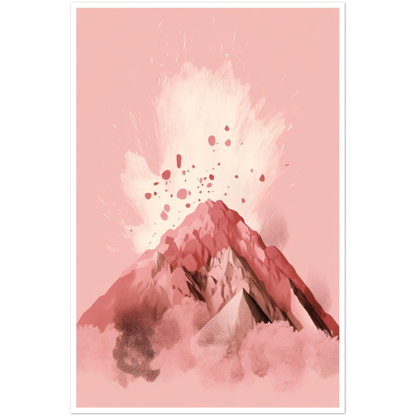 Blushing Pink Volcano Eruption Minimalist Wall Art Print