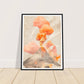 Volcano with orange smoke art print in a black wood frame, 45x60 cm