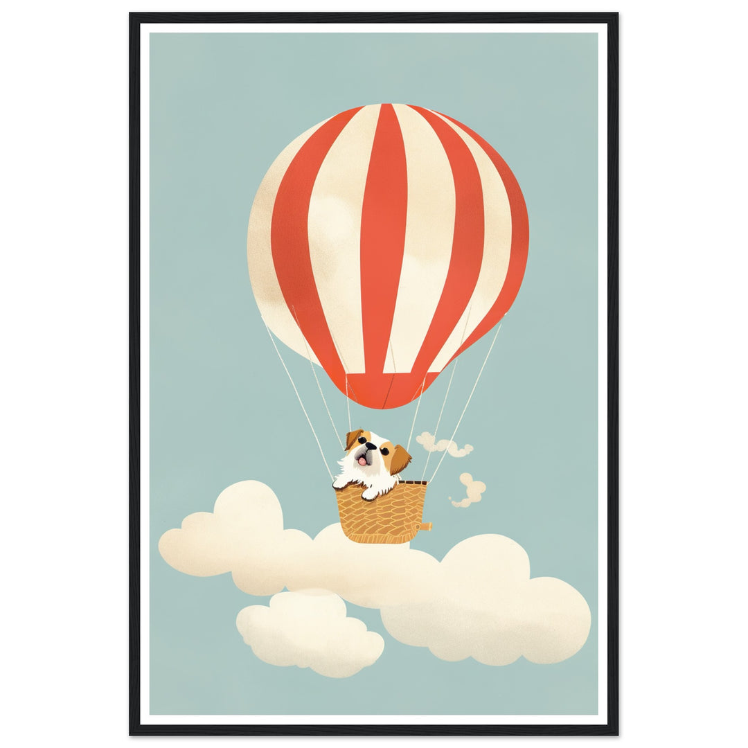 Dog in Hot Air Balloon Adventure Wall Art Print