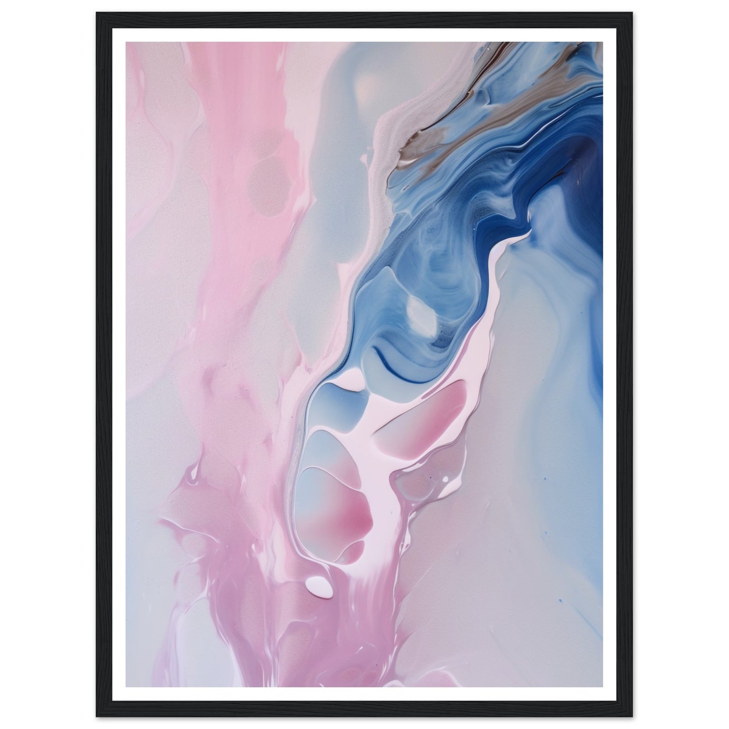 Whispering Pink and Blue Fluid Painting Wall Art Print