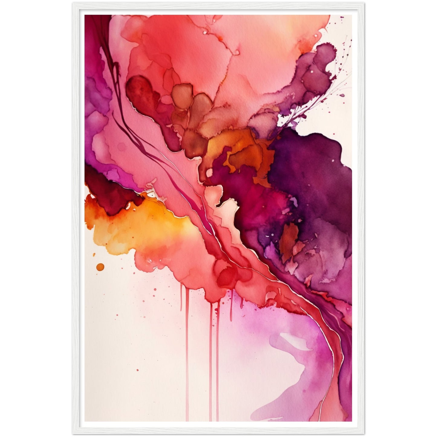 Nature's Analogous Symphony - Fuchsia Watercolour Wall Art Print