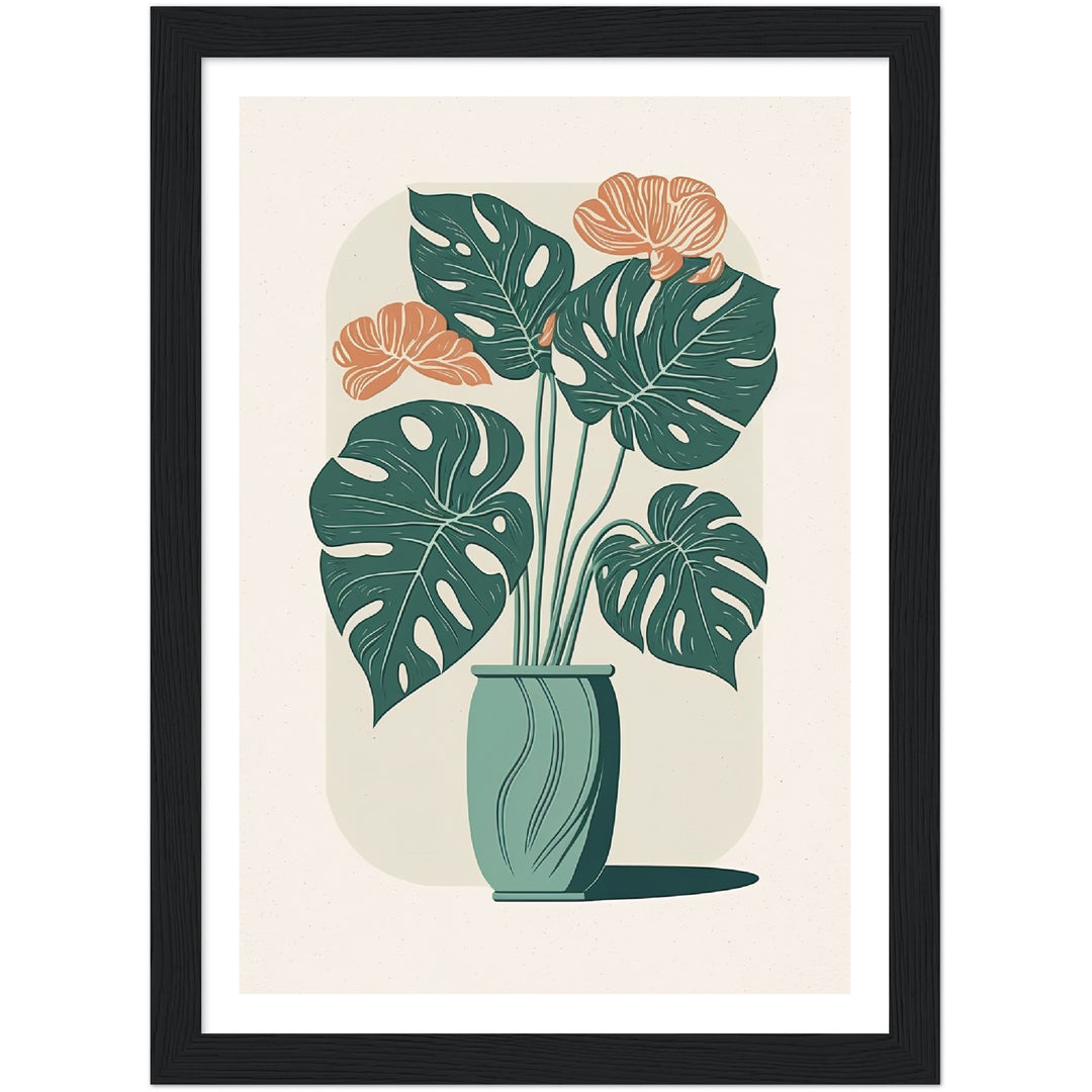 Monstera Plant in Vase Wall Art Print