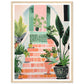 Mediterranean Stairs and Vibrant Potted Plants Wall Art Print