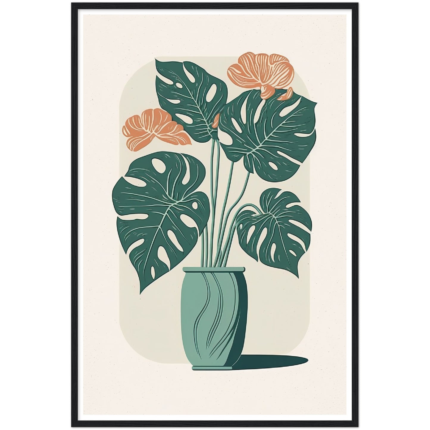 Monstera Plant in Vase Wall Art Print