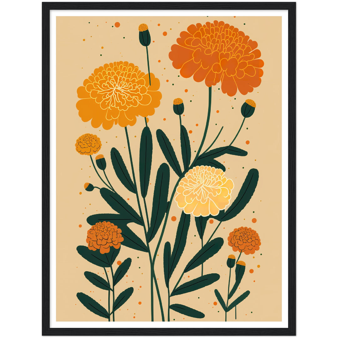 Marigold Minimalist Flower Bloom Wall Art Print