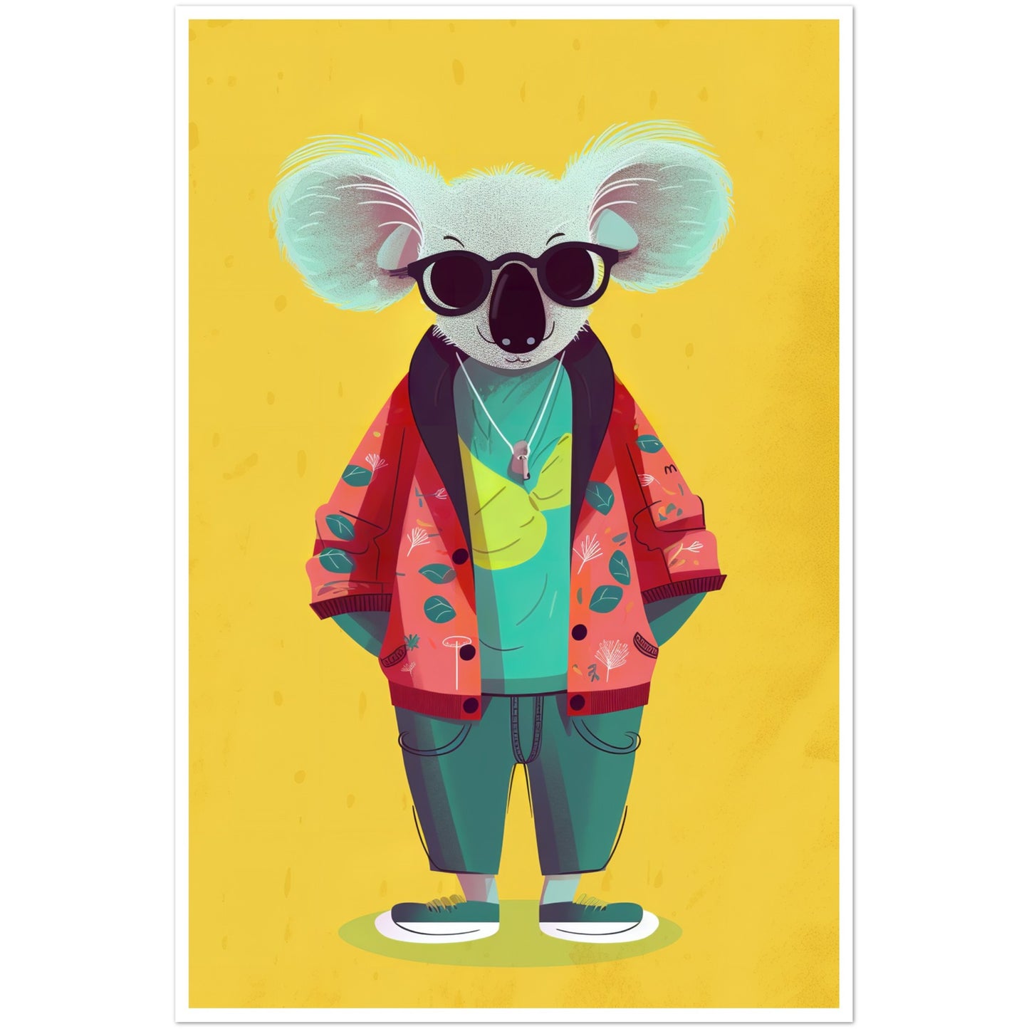 Trendy Koala Couture Illustration Wall Art Print