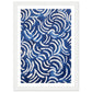 Blue Abstract Zig Zags Swirls & Curls Pattern Wall Art Print