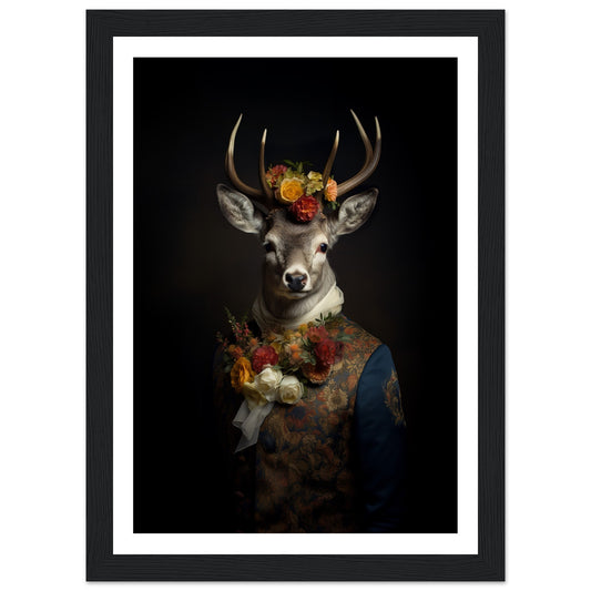 Regency Stag Art Print - Floral Stag