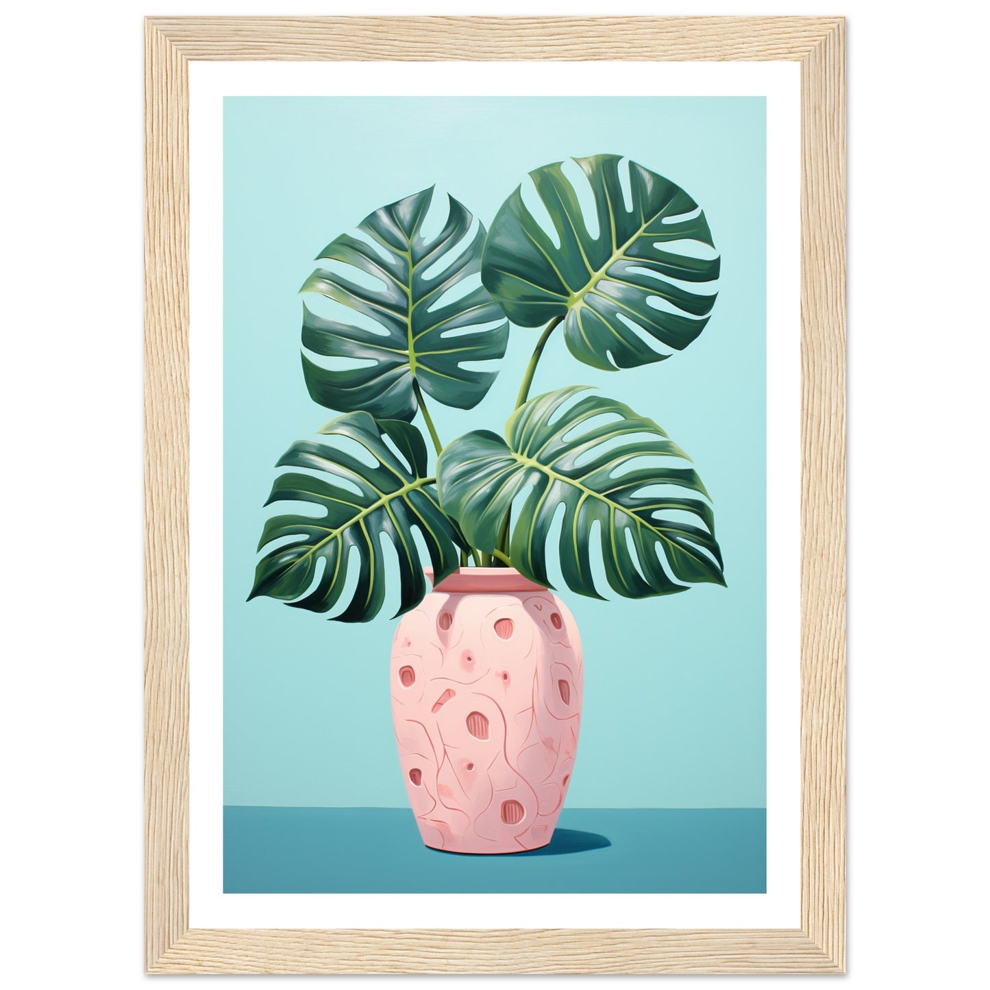 Symmetrical Monstera Plant Illustration Wall Art Print